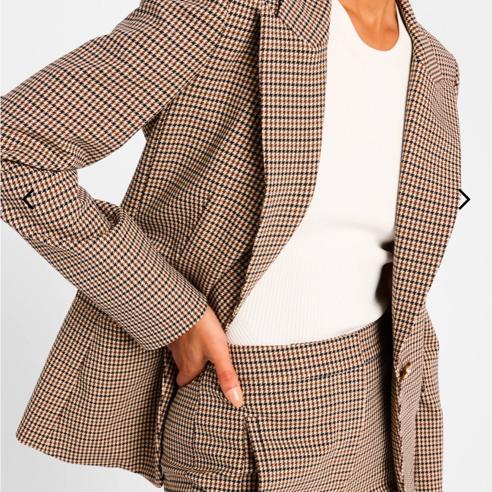 Women's Brown Houndstooth Blazer